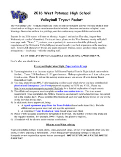 2016 West Potomac High School Volleyball Tryout Packet