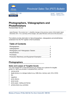 Bulletin PST 126, Photographers, Videographers and Photofinishers