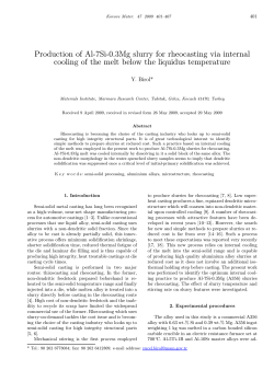 Production of Al-7Si-0.3Mg slurry for rheocasting via internal cooling