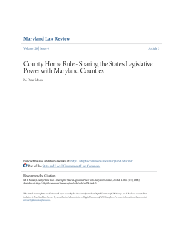 Sharing the State`s Legislative Power with Maryland Counties