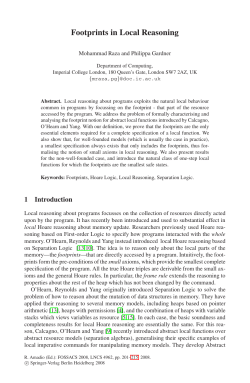 Footprints in Local Reasoning - Department of Computing