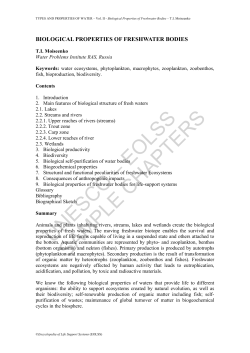 Biological Properties of Freshwater Bodies