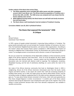 The Thesis that Tore Down the Tenements