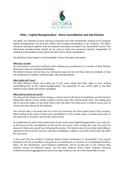 FAQs CAPITAL REORGANISATION