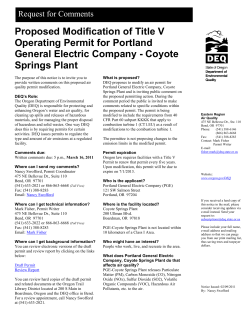 Coyote Springs Plant - Oregon Department of Environmental Quality