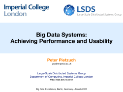 Big Data Systems: Achieving Performance and Usability