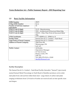 Toxics Reduction Act &ndash; Public Summary Report &ndash; 2015 Reporting