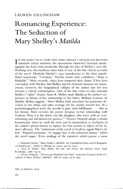 Romancing Experience: The Seduction of Mary Shelley`s