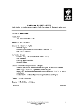Children`s Bill - South African Human Rights Commission