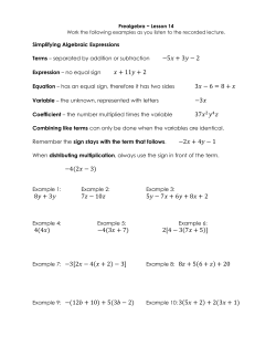 Simplifying Algebraic Expressions Terms &ndash; separated by addition or
