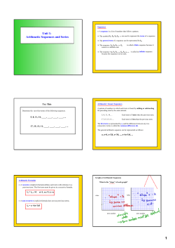 Unit 1: Arithmetic Sequences and Series - FHS