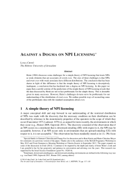 1 A simple theory of NPI licensing