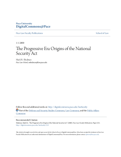 The Progressive Era Origins of the National Security Act