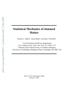 Statistical Mechanics of Jammed Matter
