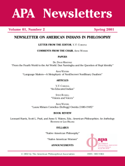 Newsletter on American Indians in Philosophy