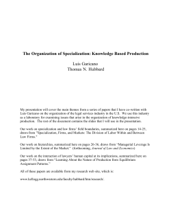 The Organization of Specialization: Knowledge Based Production