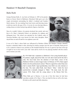 Handout # 8 Baseball Champions Babe Ruth