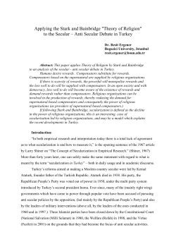Applying the Stark and Bainbridge "Theory of Religion" to the