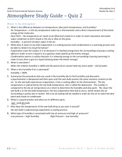 Atmosphere Study Guide &ndash; Quiz 2