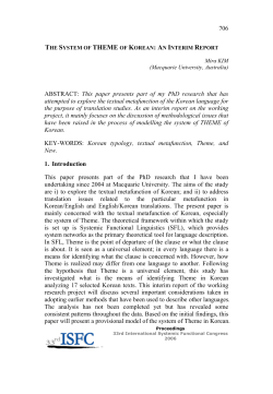 The System of THEME of Korean: An Interim Report - PUC-SP