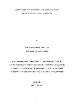 INVESTMENT MANAGEMENT OF LIFE INSURANCE FUNDS:
