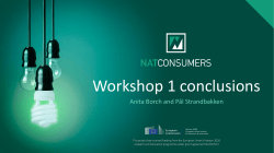 Workshop 1 conclusions