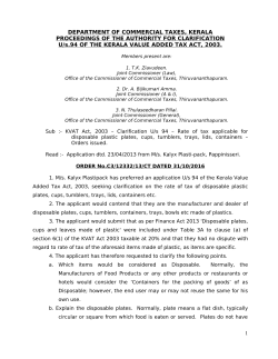 1 DEPARTMENT OF COMMERCIAL TAXES, KERALA