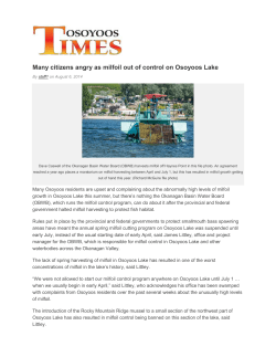 Many citizens angry as milfoil out of control on Osoyoos Lake