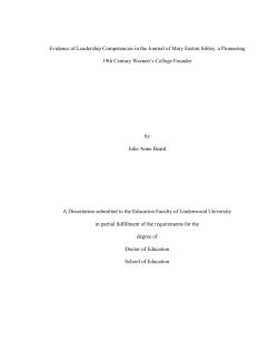 Evidence of Leadership Competencies in the Journal of Mary
