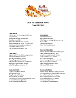 2016 MEMBERSHIP DRIVE TEAM ROSTERS