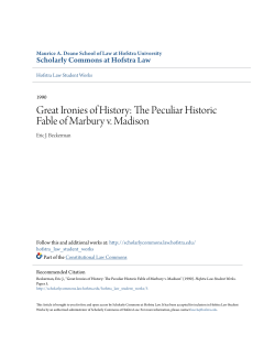 Great Ironies of History: The Peculiar Historic Fable of Marbury v