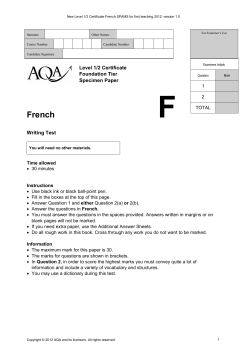 AQA Certificates French Level 1