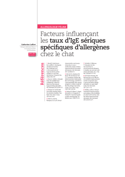 Facteurs influen&ccedil;ant les taux d`IgE s&eacute;riques sp&eacute;cifiques d`allerg&egrave;nes