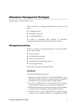 Attendance Management Strategies - Institute for Employment Studies