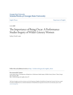 The Importance of Being Oscar: A Performance Studies Inquiry of