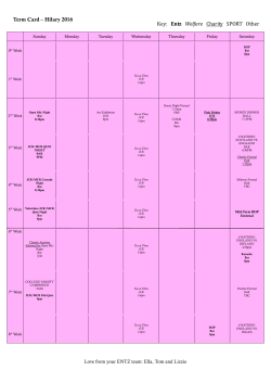 Key: Entz Welfare Charity SPORT Other Term Card &ndash; Hilary 2016