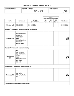 Homework Check for Week 3: MATH 8 Student Name: Period: Dates