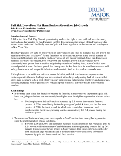Paid Sick Leave Does Not Harm Business Growth or Job Growth
