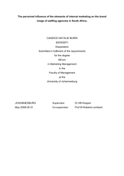 The perceived influence of the elements of internal marketing on the
