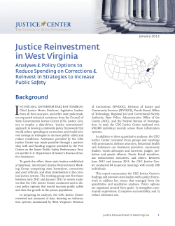 Justice Reinvestment in West Virginia