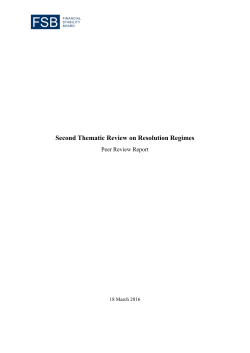 Second Thematic Review on Resolution Regimes