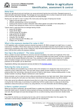 Noise in agriculture - Identification, assessment and control