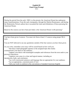 English III Final Exam Prompt During the period from the early