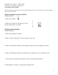 Chemistry Unit I Review