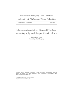 Islandman translated: Tomas O`Crohan - Research Online