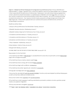 English 2 - Macbeth by William Shakespeare Final Argument Essay