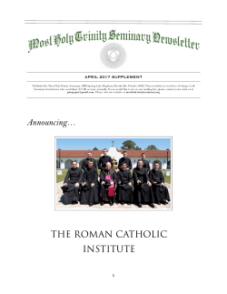 Important Announcement - Most Holy Trinity Seminary