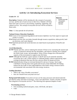 Activity 1.4: Introducing Ecosystem Services
