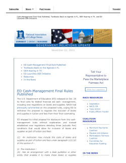 ED CashManagement Final Rules Published