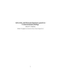 Adversity and Korean/Japanese passives: Constructional analogy
